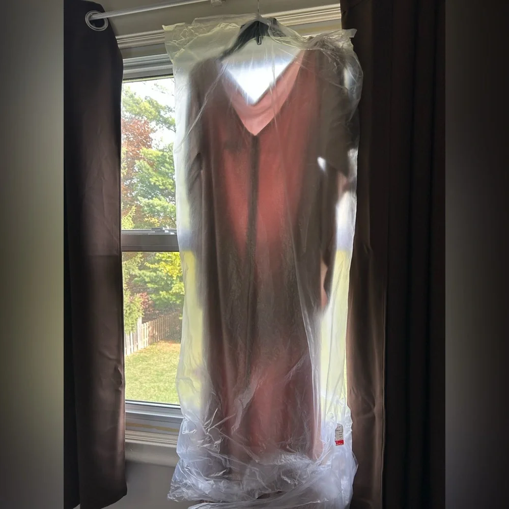 Betsy & Adam's plus size gown pink, gold shimmer! Formal wedding, Like new! - Picture 5 of 10